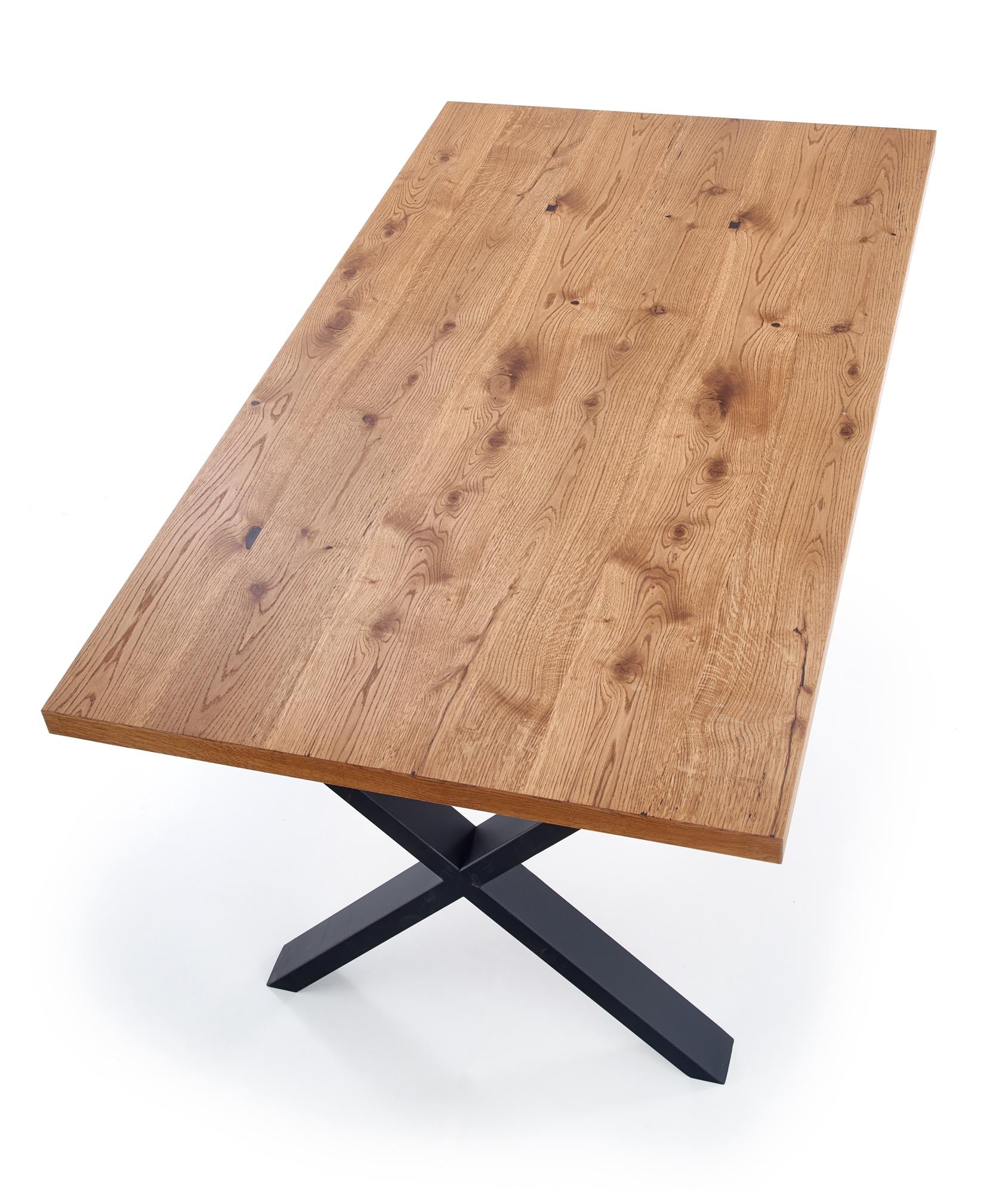 Tavolo allungabile in legno impiallacciato rovere con gambe in acciaio nero Xavier 160x90 cm - allungabile a 250 cm
