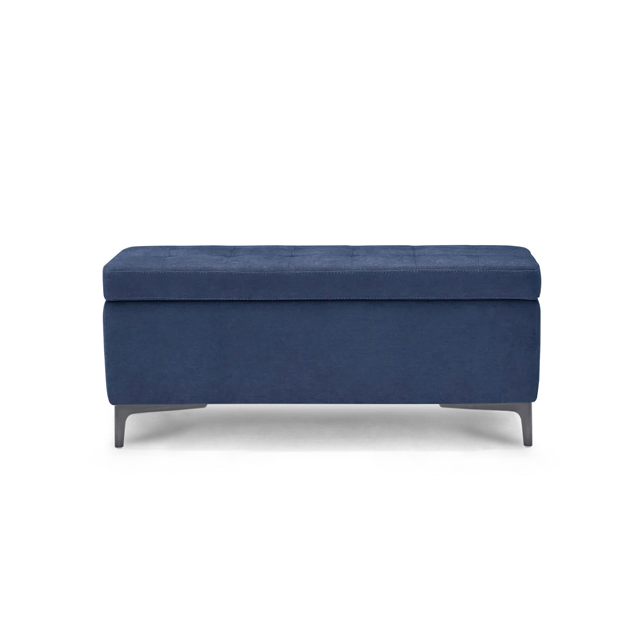 Panca Contenitore Made in Italy Trapuntata in Tessuto Cinigliato Blu - CORBARA 110x50 cm