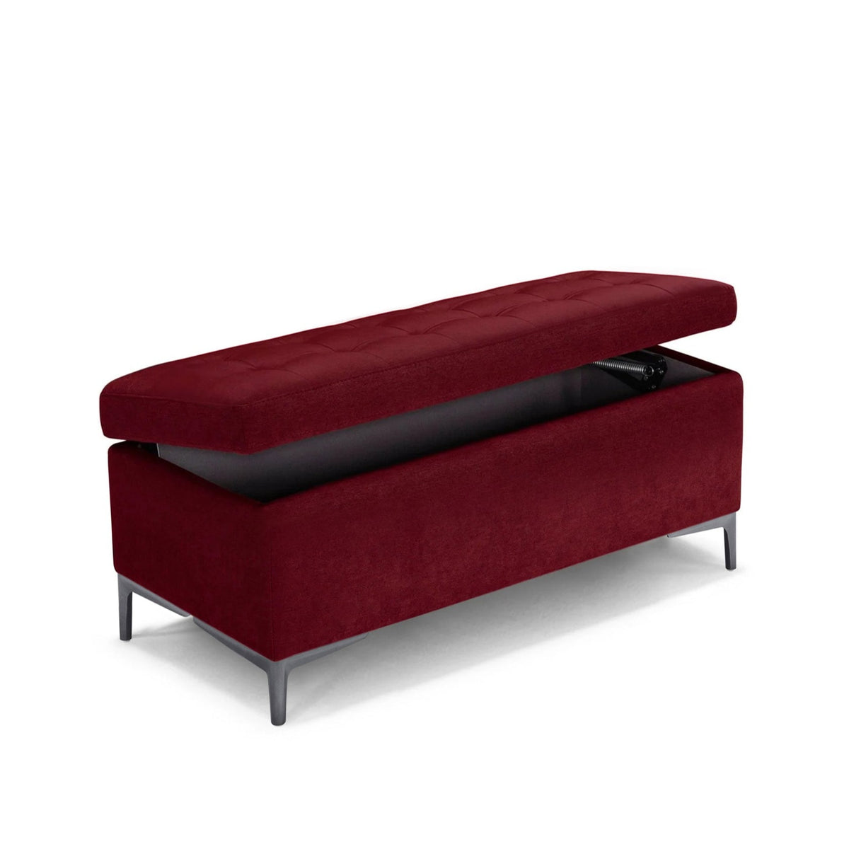 Panca Contenitore Made in Italy Trapuntata in Tessuto Cinigliato Bordeaux - CORBARA 110x50 cm