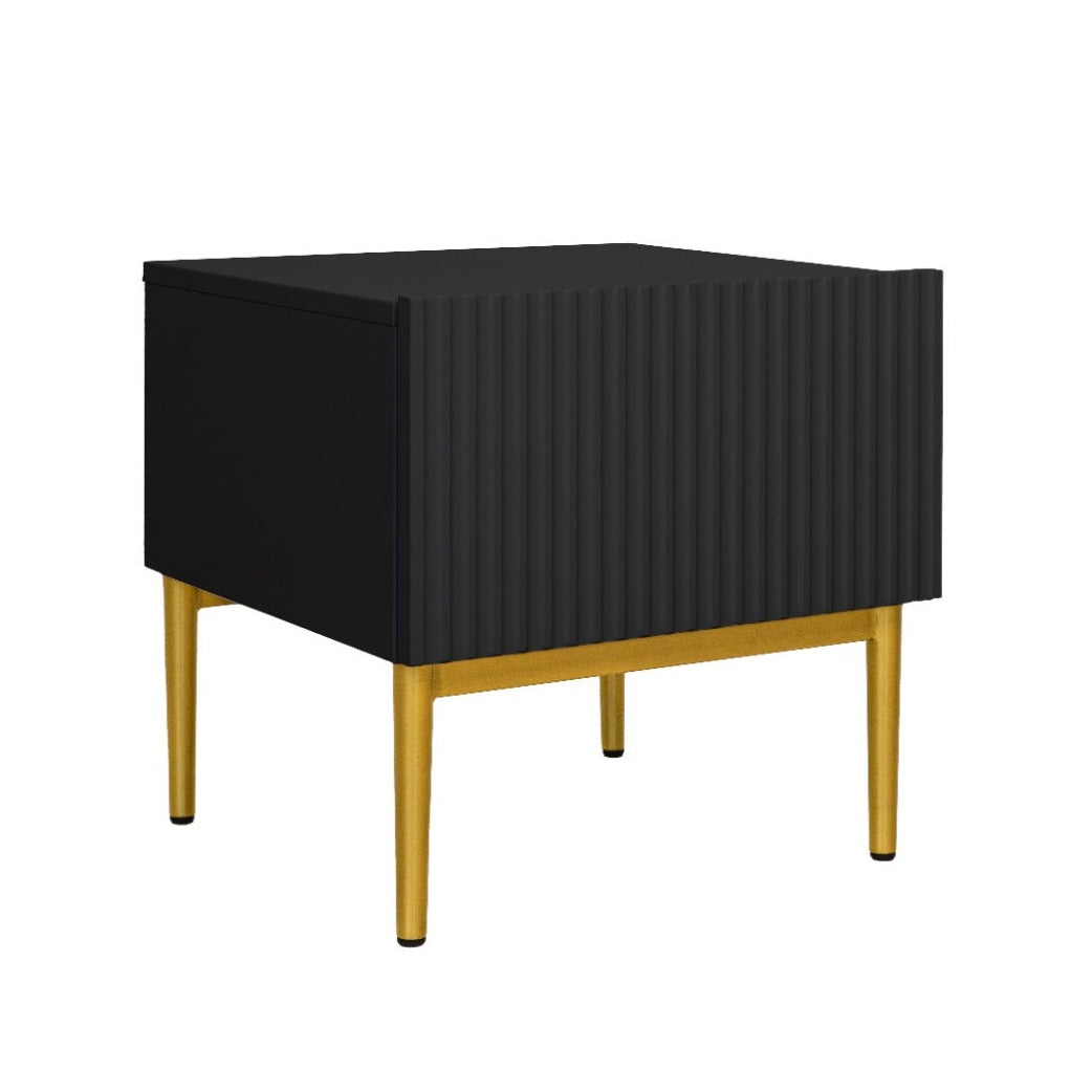 Set 2 Comodini Nicole 1 cassetto 46x45 cm piede in metallo oro