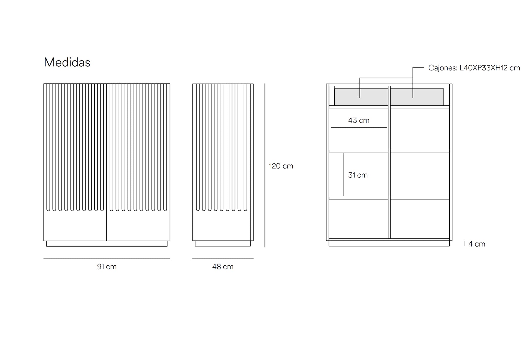 Credenza 2 ante nero Doric di Teulat 91x120 cm