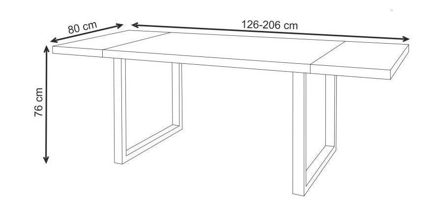 Tavolo allungabile in legno impiallacciato rovere con gambe in acciaio nero Horus 126x80 cm - allungabile a 206 cm