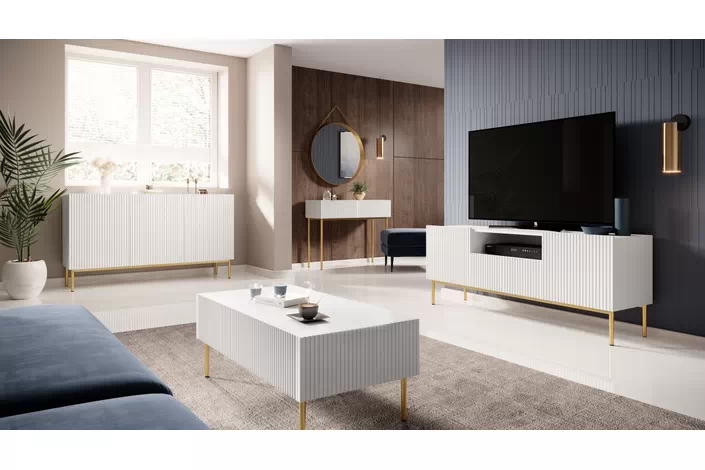 Madia 3 ante con piede in metallo oro Nicole 150x45 cm