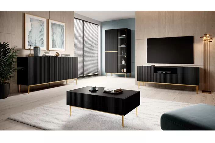 Madia 3 ante con piede in metallo oro Nicole 150x45 cm