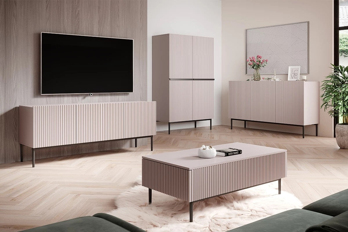 Credenza 2 ante con piede in metallo nero Nicole 100x160 cm