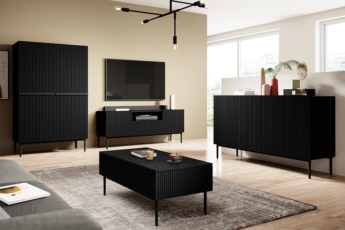 Credenza 2 ante con piede in metallo nero Nicole 100x160 cm
