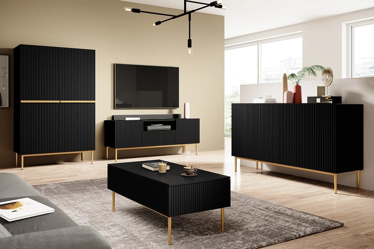 Credenza 2 ante con piede in metallo oro Nicole 100 x 160 cm