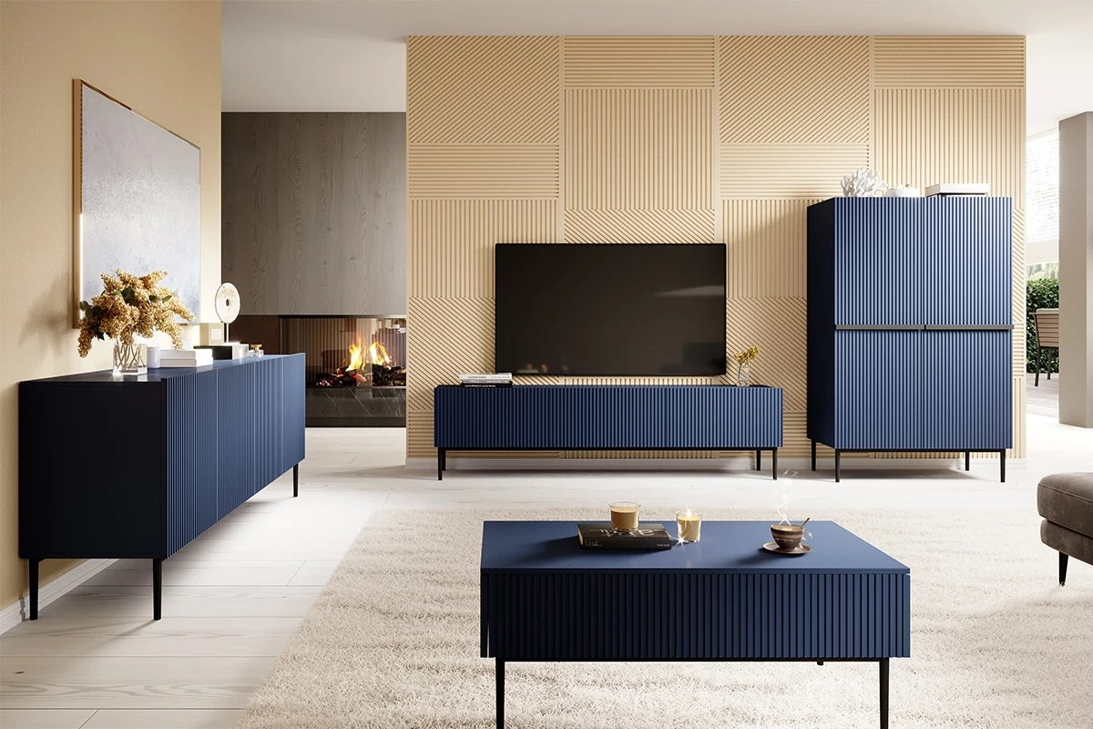 Credenza 2 ante con piede in metallo nero Nicole 100x160 cm