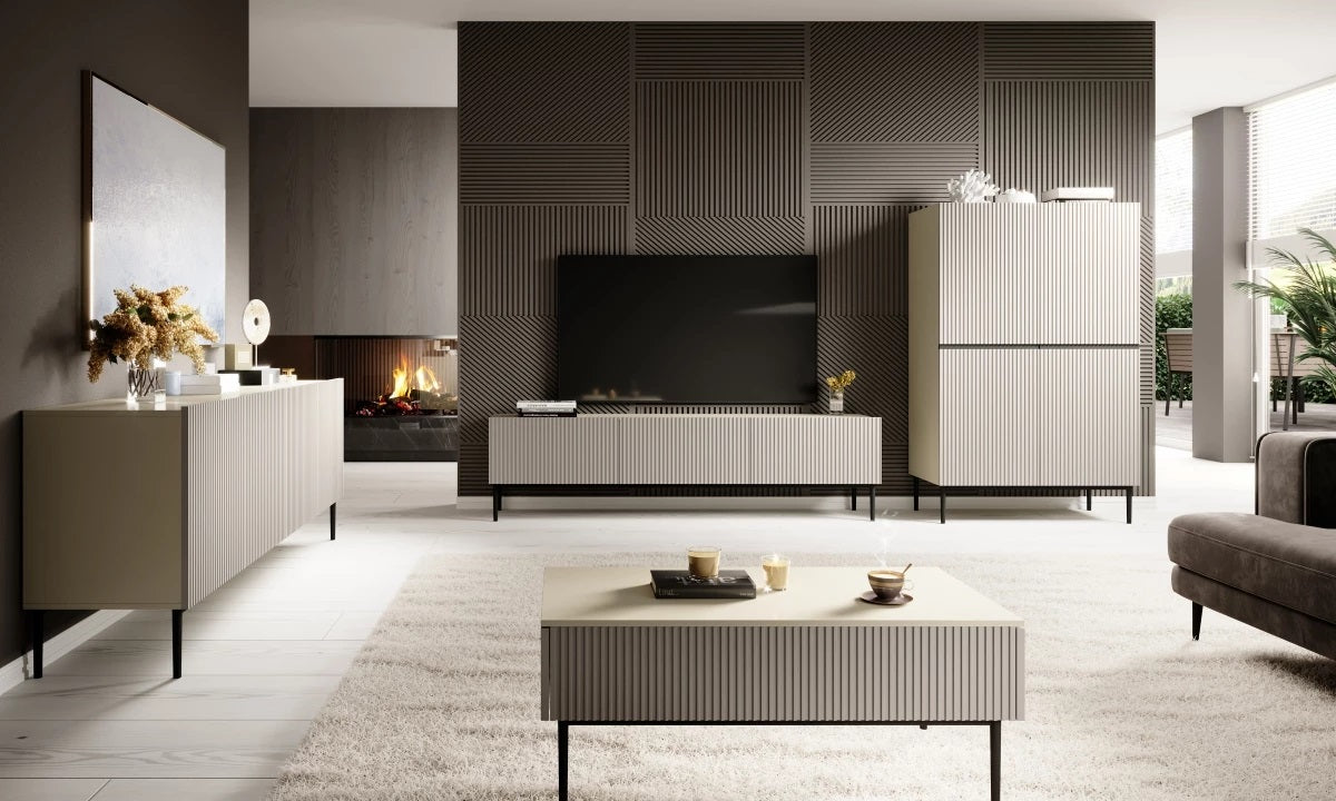 Credenza 2 ante con piede in metallo nero Nicole 100x160 cm