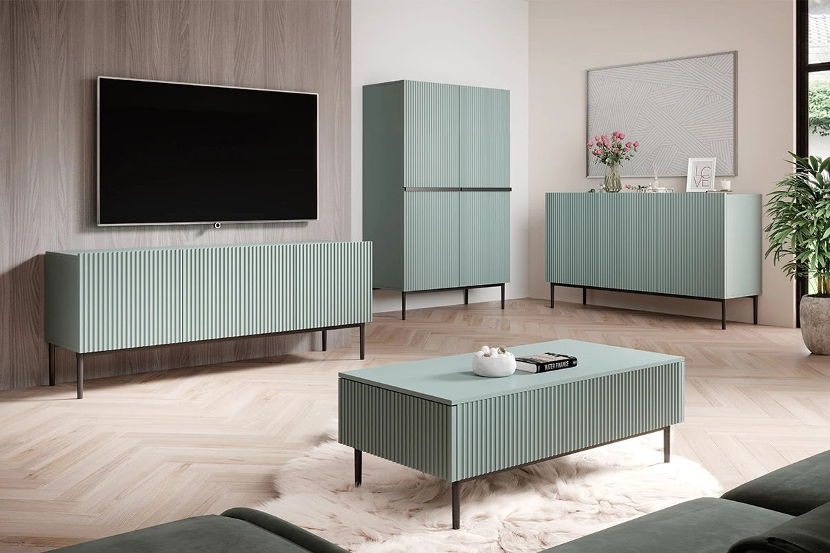 Credenza 2 ante con piede in metallo nero Nicole 100x160 cm