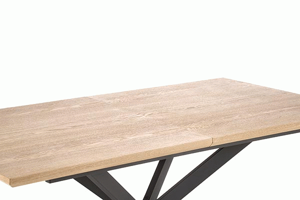 Tavolo allungabile in legno impiallacciato rovere con gambe in acciaio nero Legarto 160x90 cm - allungabile fino a 200 cm