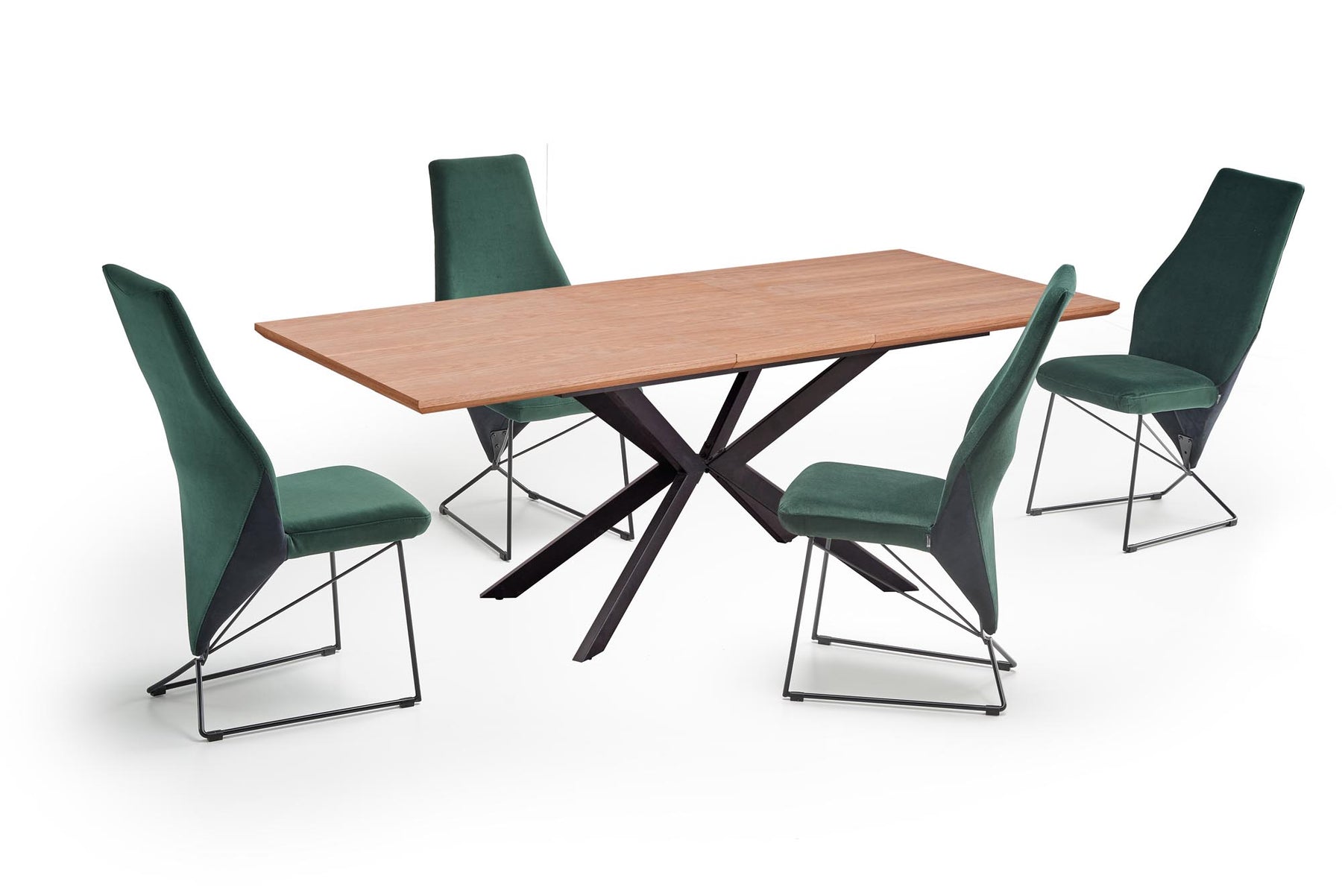 Tavolo allungabile in legno impiallacciato rovere con gambe in acciaio nero Legarto 160x90 cm - allungabile fino a 200 cm