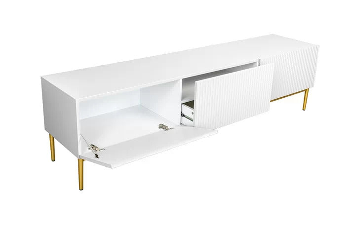 Mobile TV 2 ante a ribalta 1 cassetto con piede in metallo oro Nicole 200x45 cm