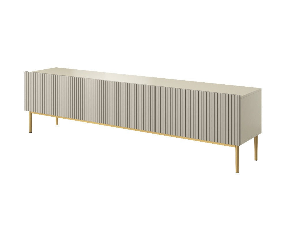 Mobile TV 2 ante a ribalta 1 cassetto cachemire con piede in metallo oro Nicole 200 x 45 cm