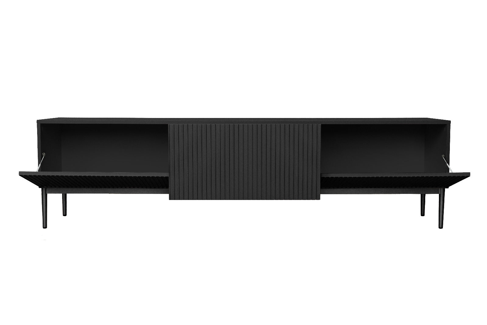 Mobile TV 2 ante a ribalta 1 cassetto con piede in metallo nero Nicole 200x45 cm