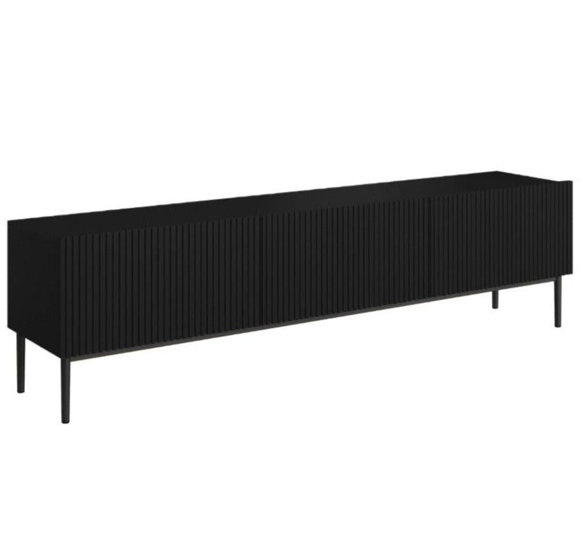 Mobile TV 2 ante a ribalta 1 cassetto con piede in metallo nero Nicole 200x45 cm