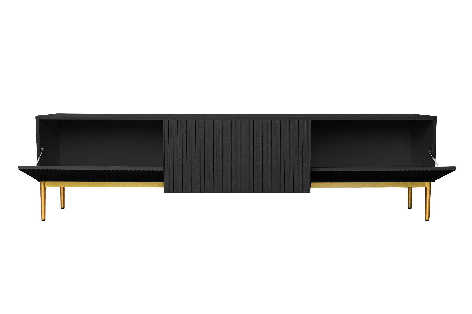 Mobile TV 2 ante a ribalta 1 cassetto con piede in metallo oro Nicole 200x45 cm