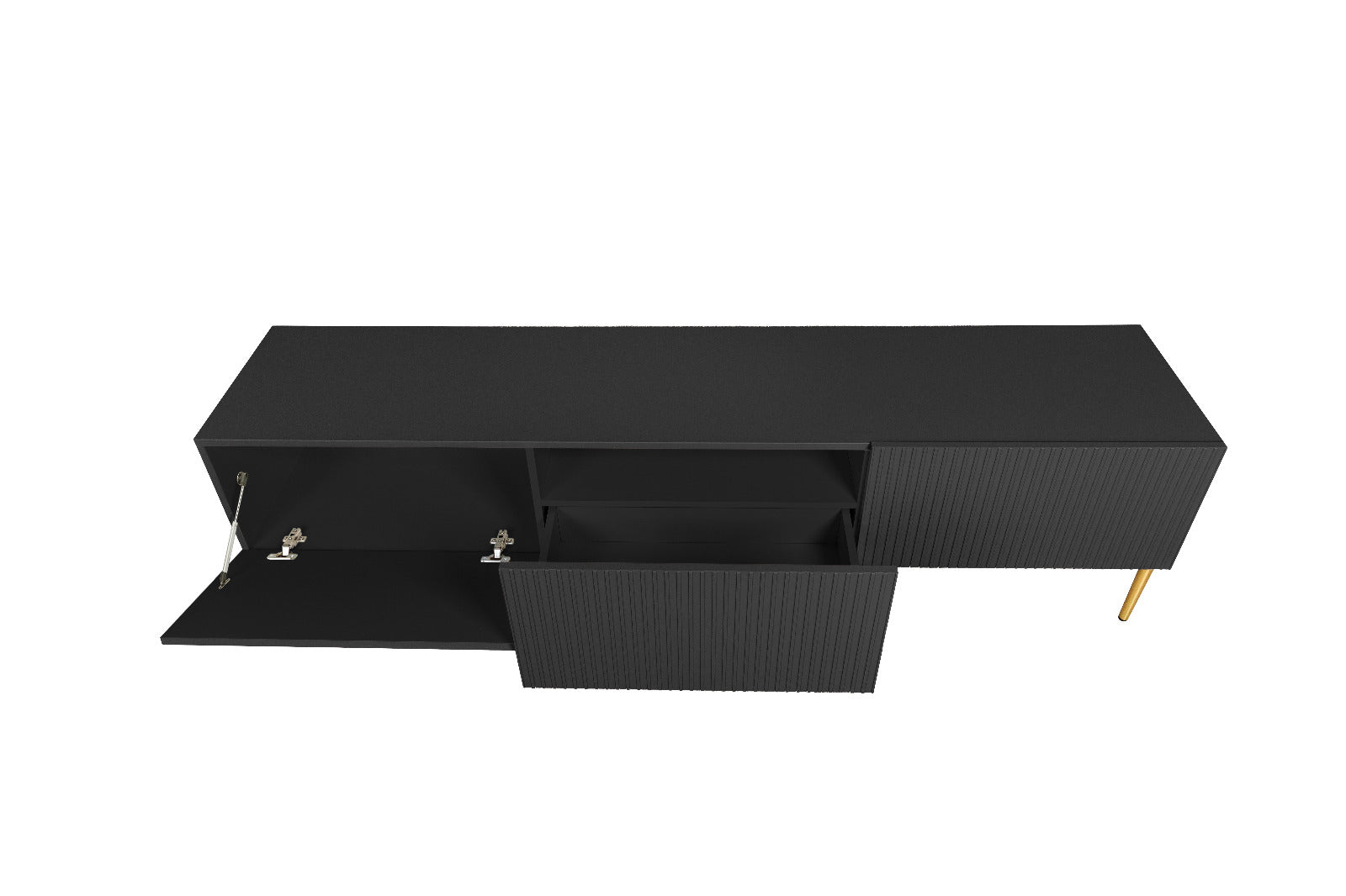 Mobile TV 2 ante a ribalta 1 cassetto con piede in metallo oro Nicole 200x45 cm