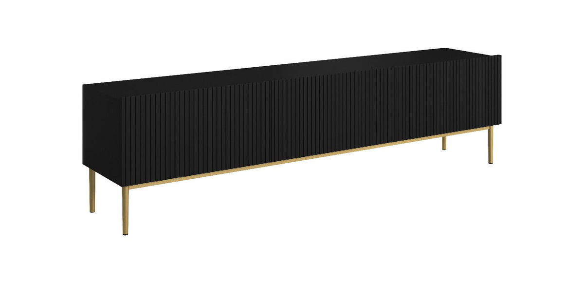 Mobile TV 2 ante a ribalta 1 cassetto con piede in metallo oro Nicole 200x45 cm