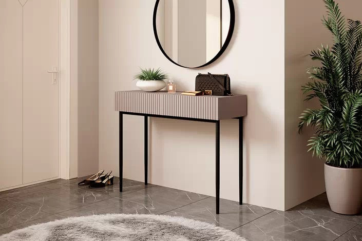 Consolle 2 cassetti con piede in metallo nero Nicole 100x82 cm