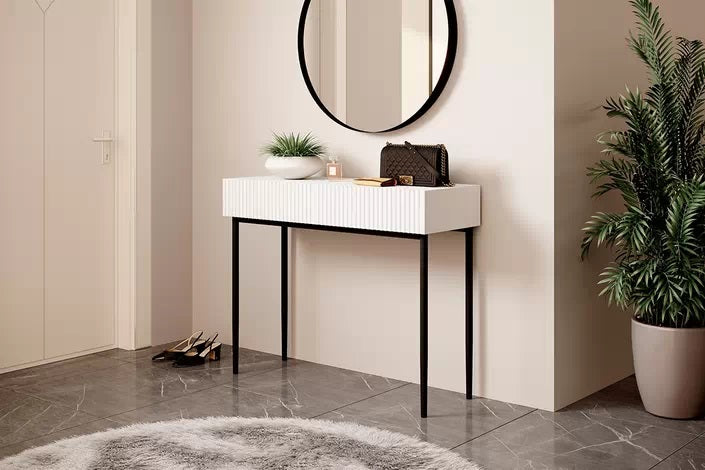 Consolle 2 cassetti con piede in metallo nero Nicole 100x82 cm