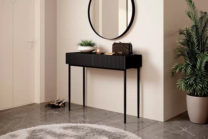 Consolle 2 cassetti con piede in metallo nero Nicole 100x82 cm