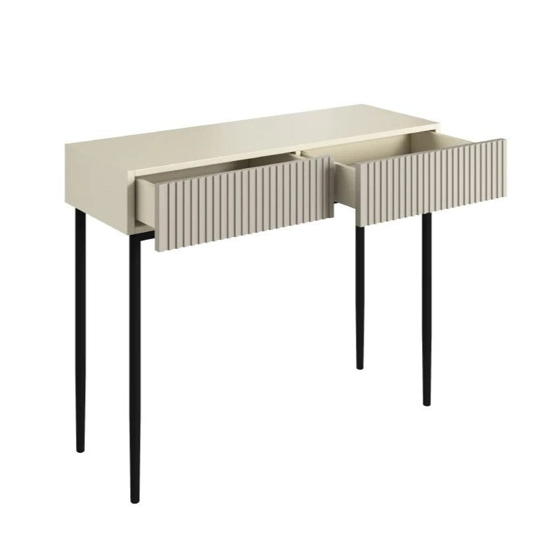 Consolle 2 cassetti con piede in metallo nero Nicole 100x82 cm