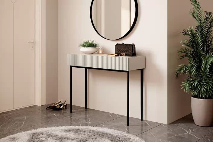Consolle 2 cassetti con piede in metallo nero Nicole 100x82 cm