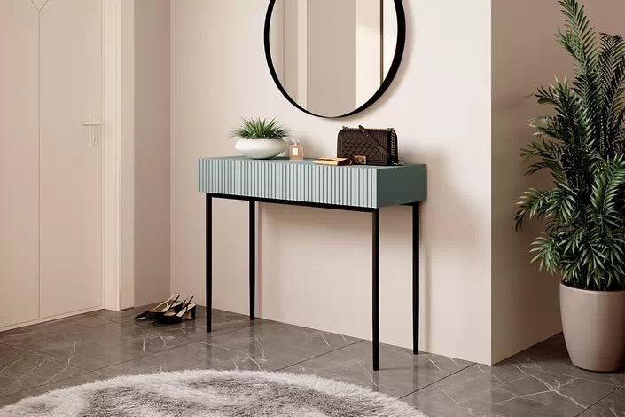 Consolle 2 cassetti con piede in metallo nero Nicole 100x82 cm