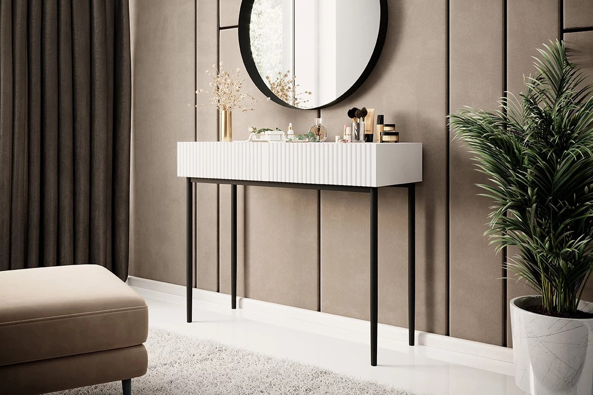 Consolle 2 cassetti con piede in metallo nero Nicole 100x82 cm