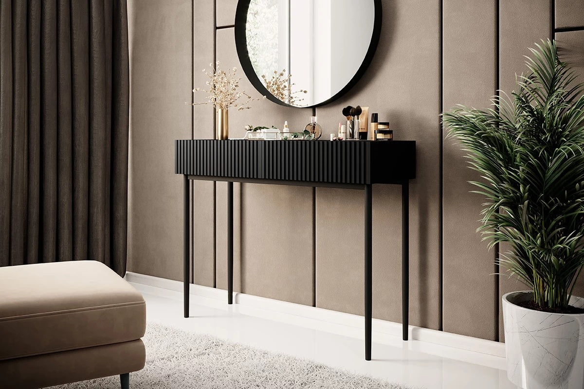 Consolle 2 cassetti con piede in metallo nero Nicole 100x82 cm