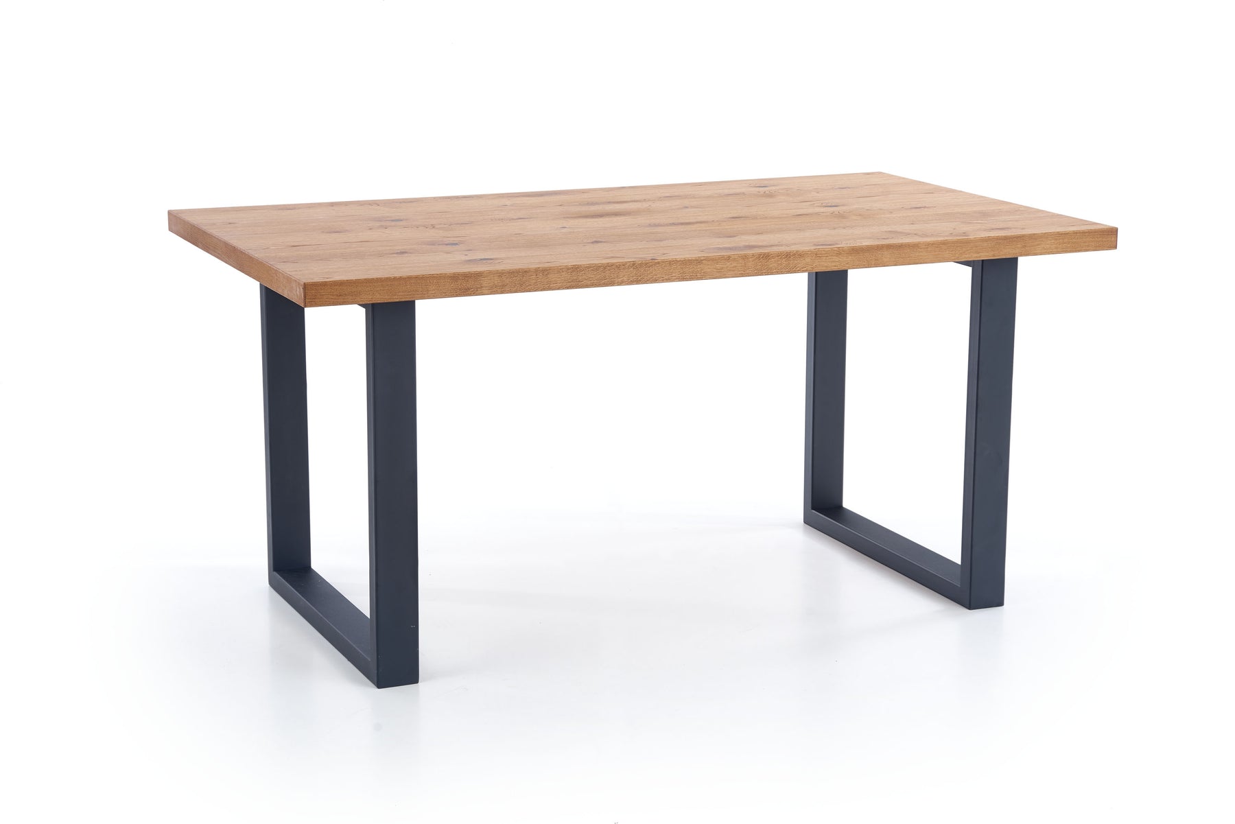 Tavolo allungabile in legno impiallacciato rovere con gambe in acciaio nero Perez 160x90 cm - allungabile a 250 cm