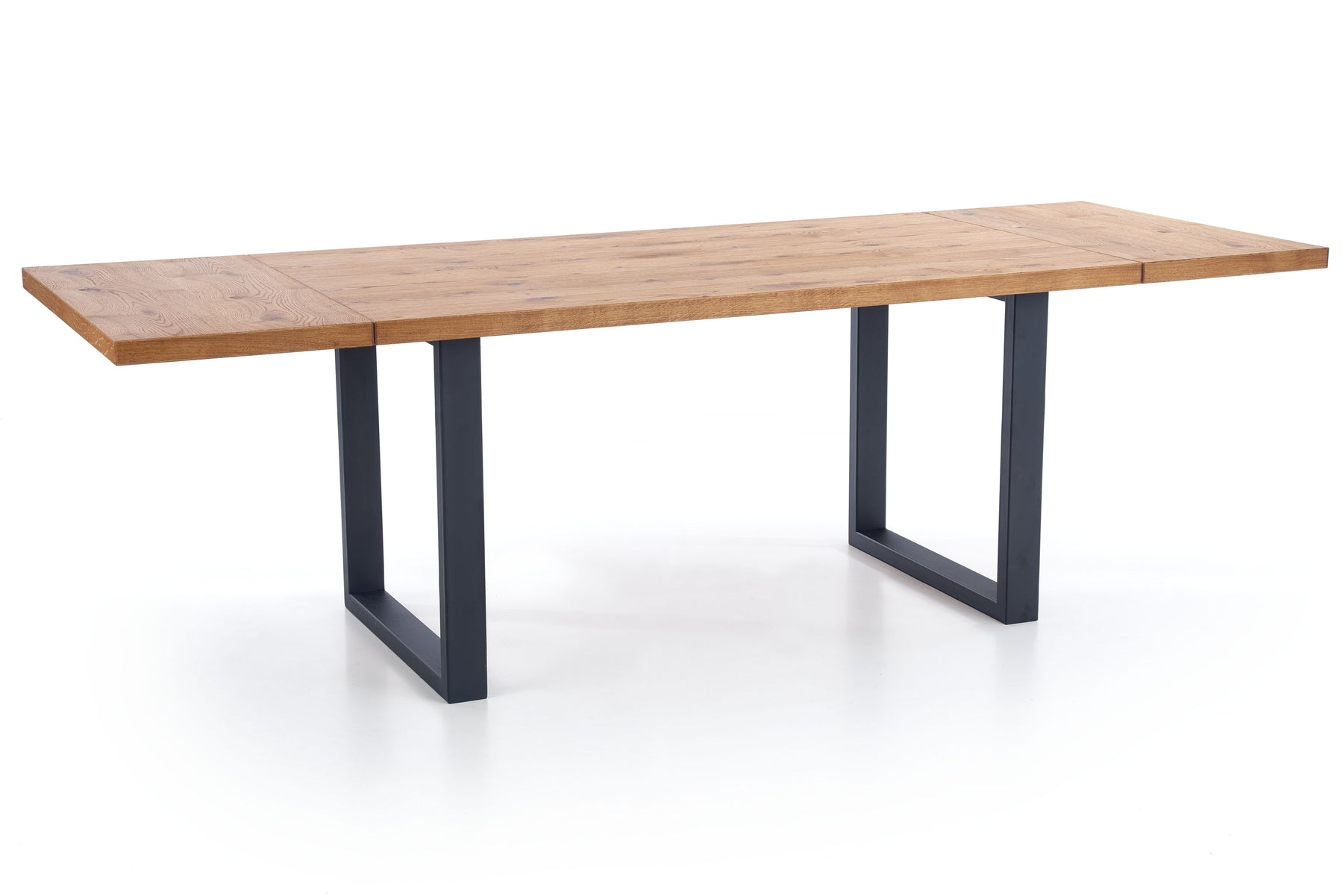 Tavolo allungabile in legno impiallacciato rovere con gambe in acciaio nero Perez 160x90 cm - allungabile a 250 cm
