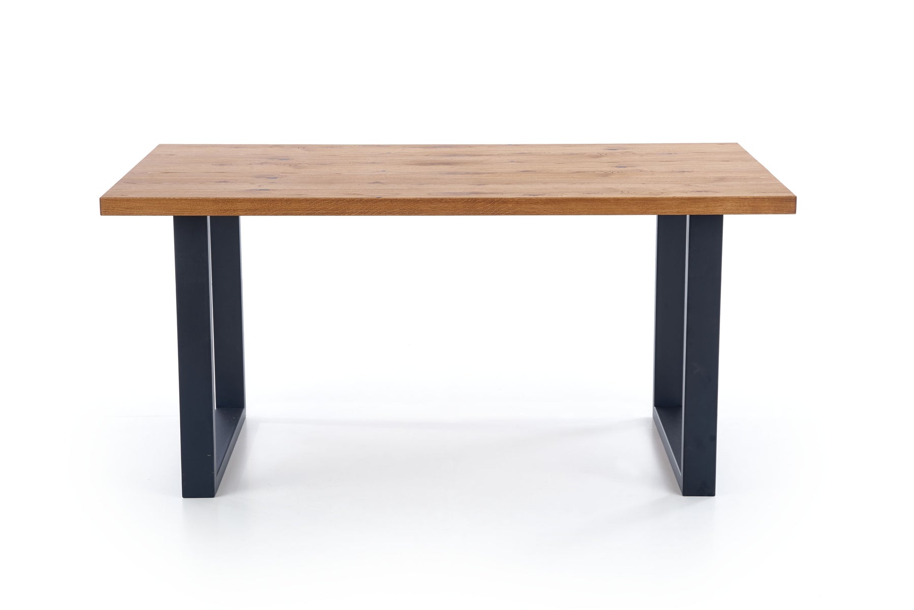 Tavolo allungabile in legno impiallacciato rovere con gambe in acciaio nero Perez 160x90 cm - allungabile a 250 cm