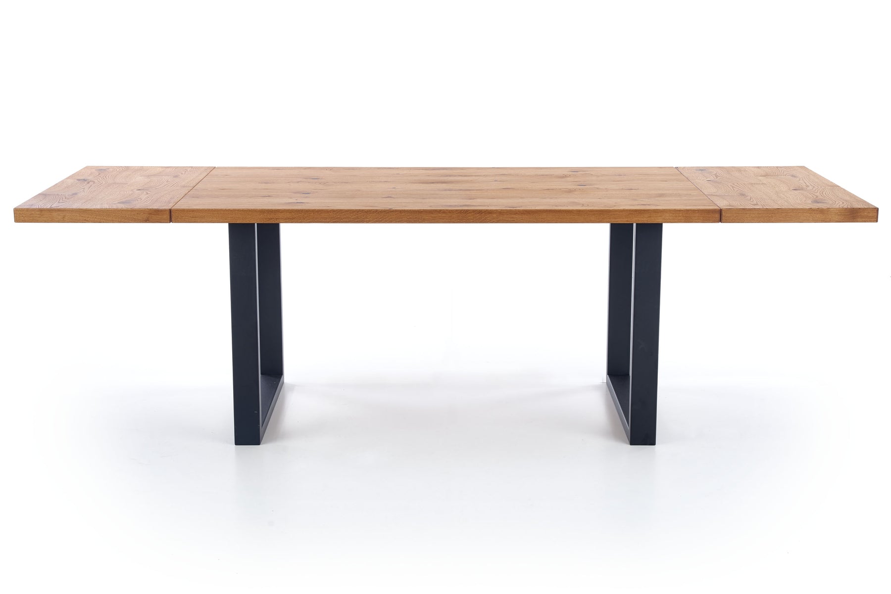 Tavolo allungabile in legno impiallacciato rovere con gambe in acciaio nero Perez 160x90 cm - allungabile a 250 cm