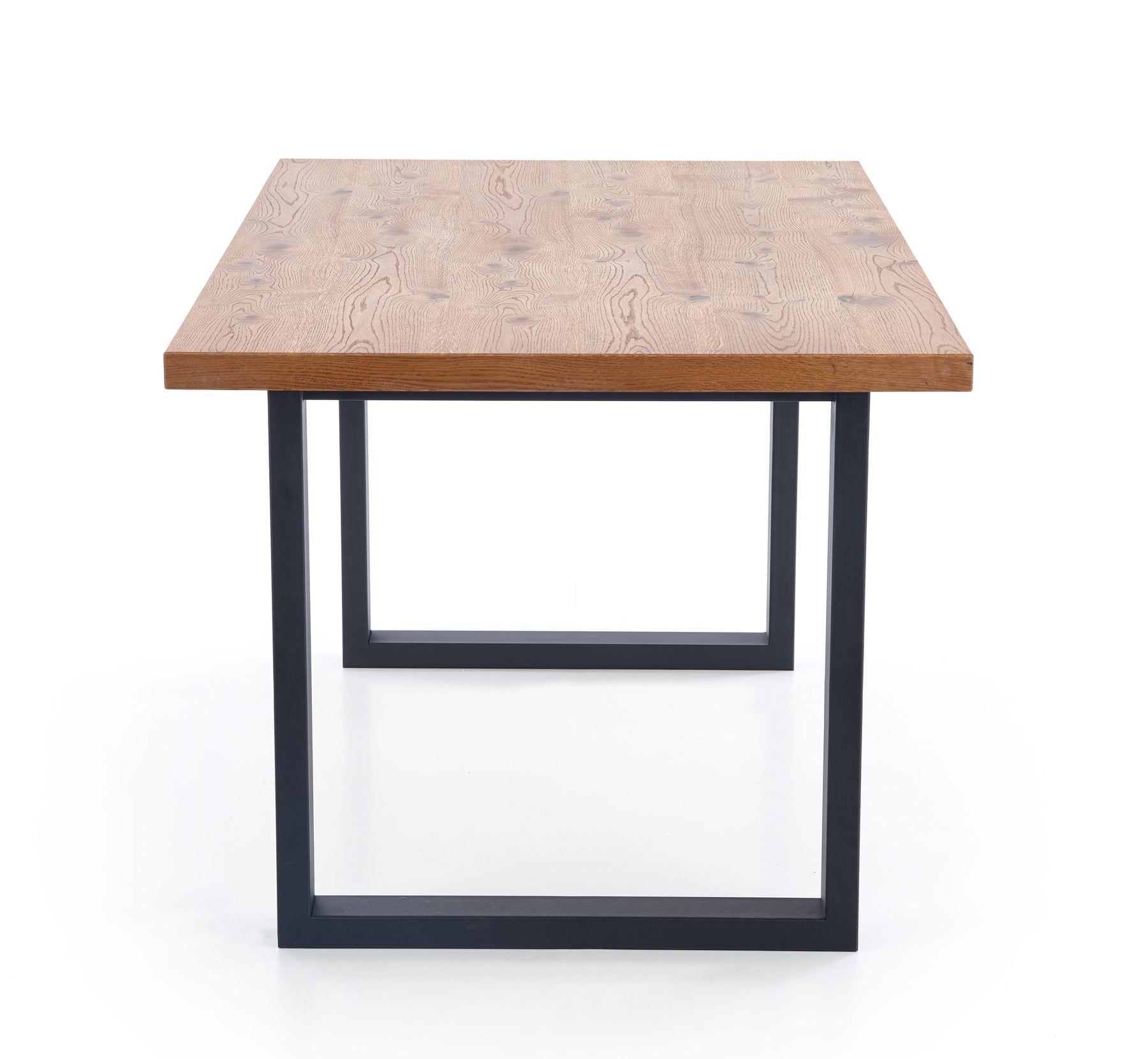 Tavolo allungabile in legno impiallacciato rovere con gambe in acciaio nero Perez 160x90 cm - allungabile a 250 cm