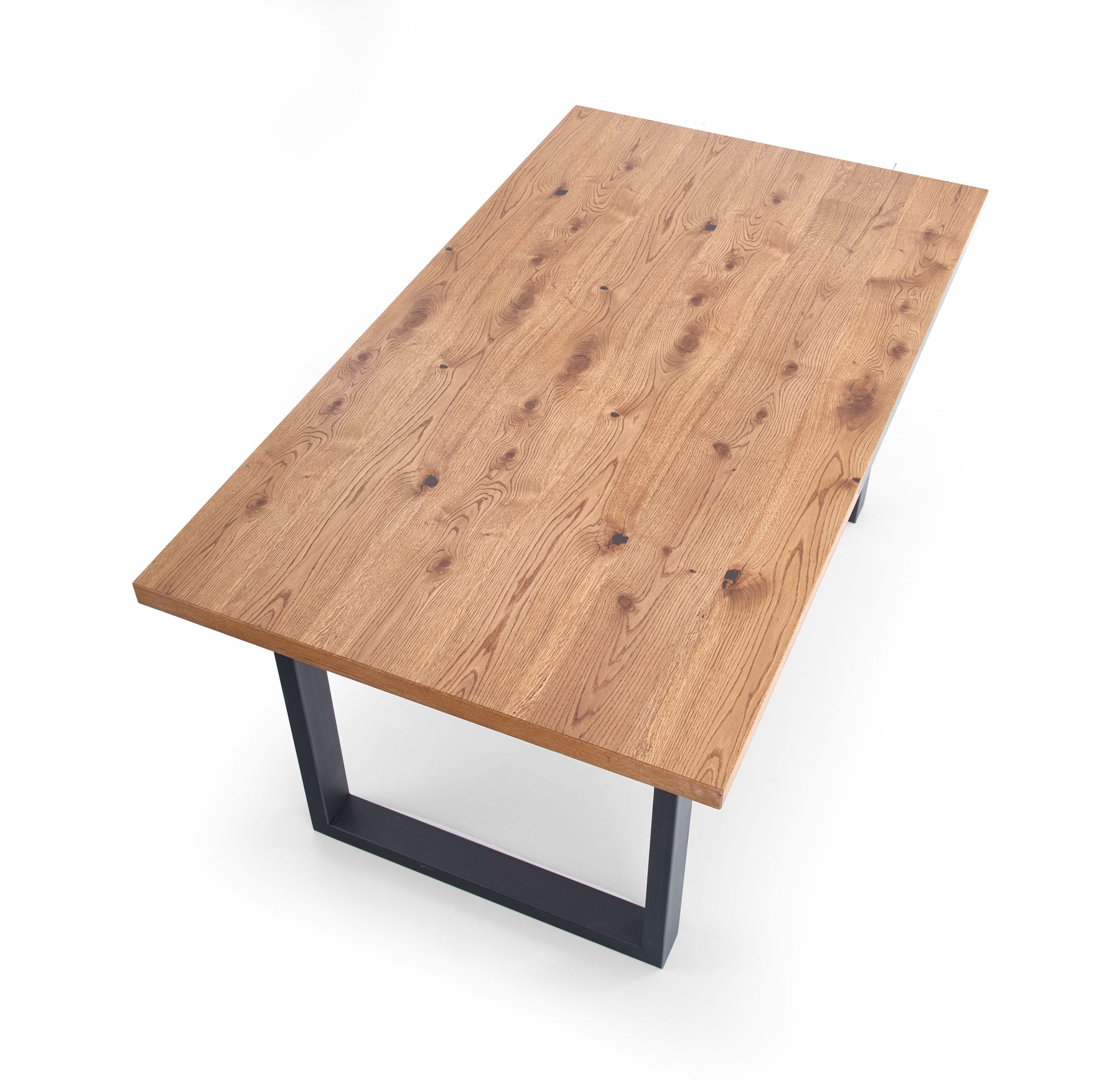 Tavolo allungabile in legno impiallacciato rovere con gambe in acciaio nero Perez 160x90 cm - allungabile a 250 cm