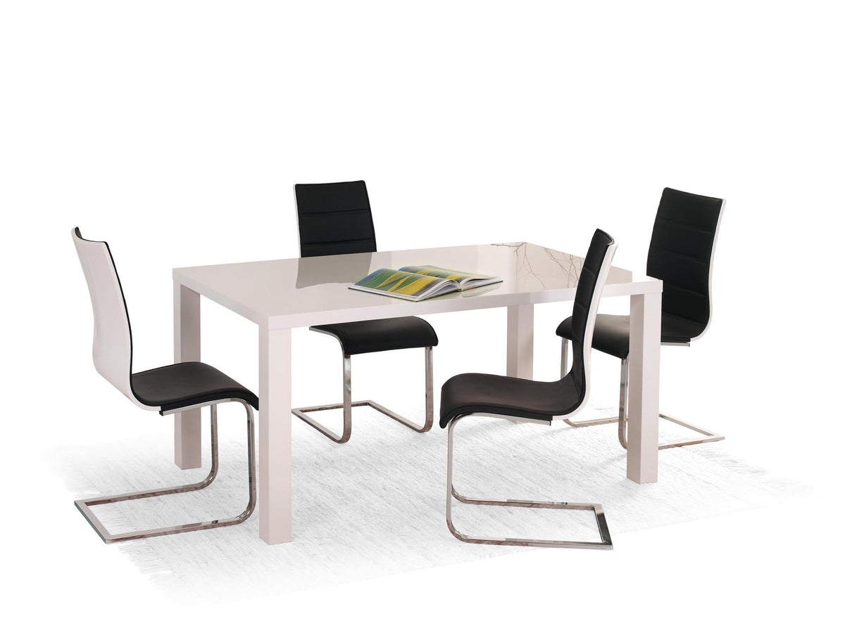 Tavolo allungabile in legno MDF laccato bianco e piedi in legno Ronald 120x80 cm - allungabile fino a 160 cm