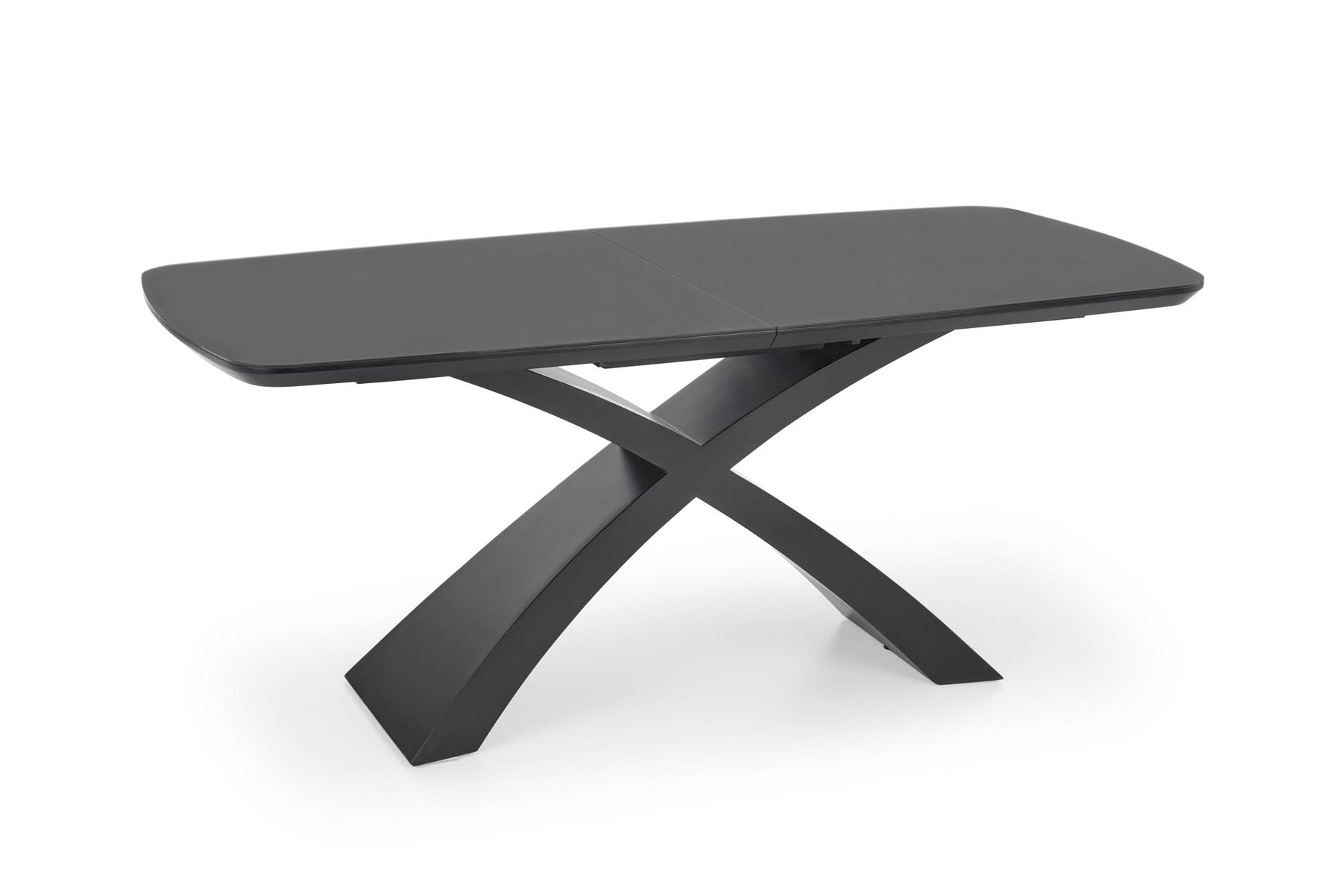 Tavolo allungabile in vetro grigio scuro con gambe in acciaio nero Silvestro 180 x 89 cm - allungabile fino a 220 cm