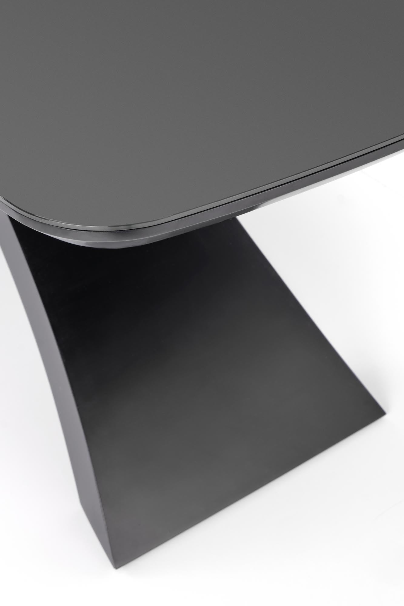 Tavolo allungabile in vetro grigio scuro con gambe in acciaio nero Silvestro 180 x 89 cm - allungabile fino a 220 cm