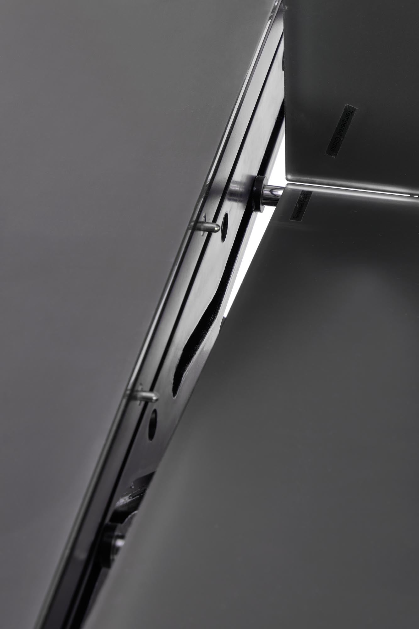 Tavolo allungabile in vetro grigio scuro con gambe in acciaio nero Silvestro 180 x 89 cm - allungabile fino a 220 cm