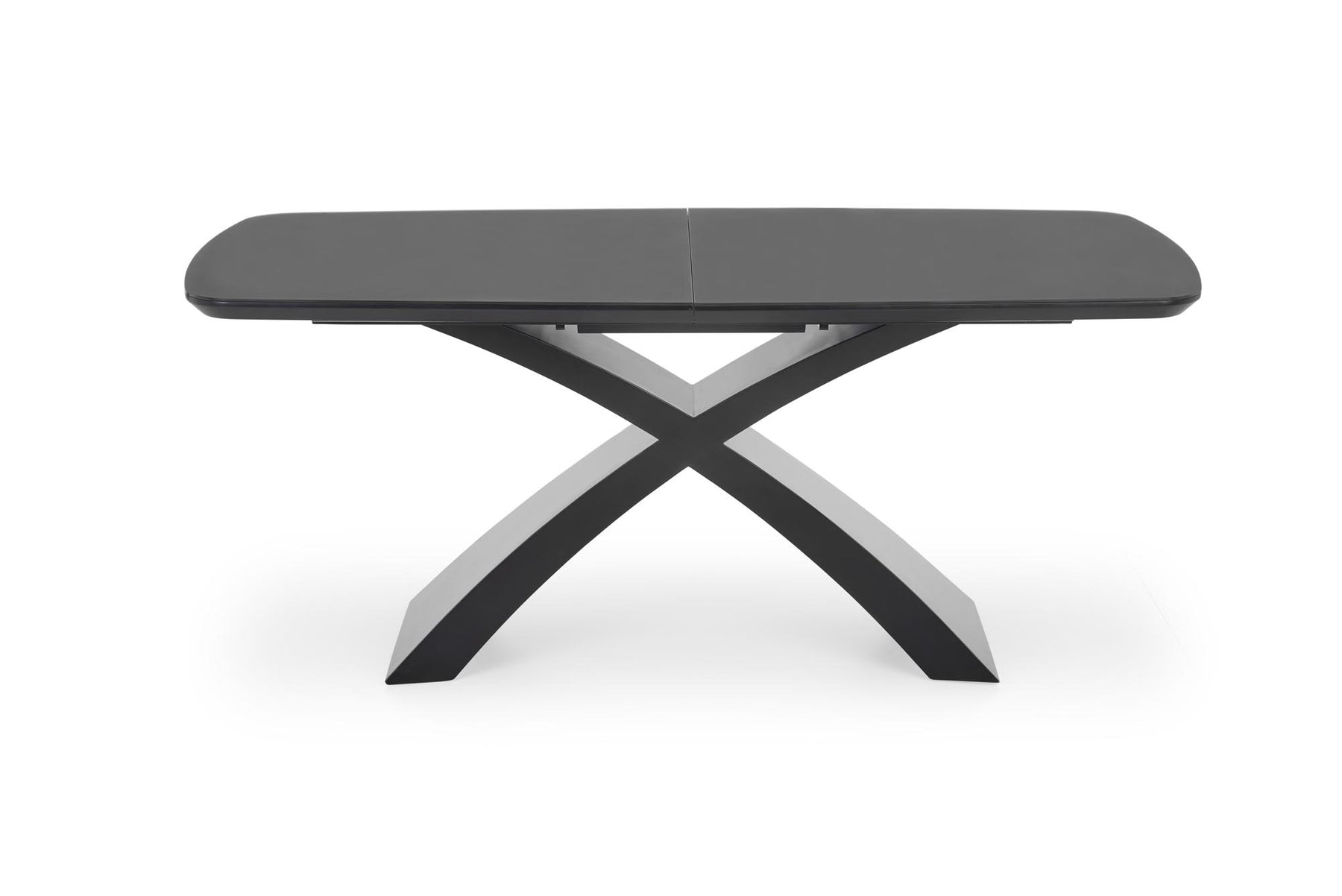 Tavolo allungabile in vetro grigio scuro con gambe in acciaio nero Silvestro 180 x 89 cm - allungabile fino a 220 cm