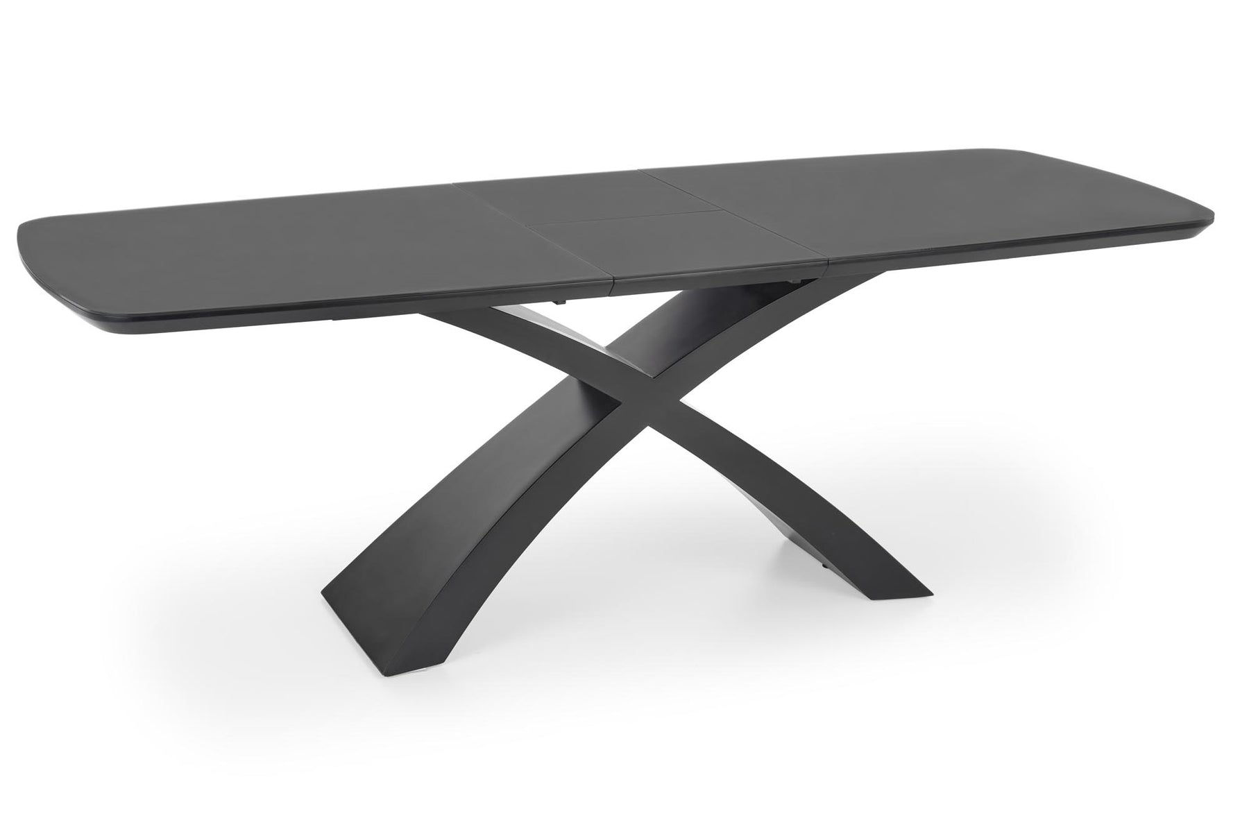 Tavolo allungabile in vetro grigio scuro con gambe in acciaio nero Silvestro 180 x 89 cm - allungabile fino a 220 cm