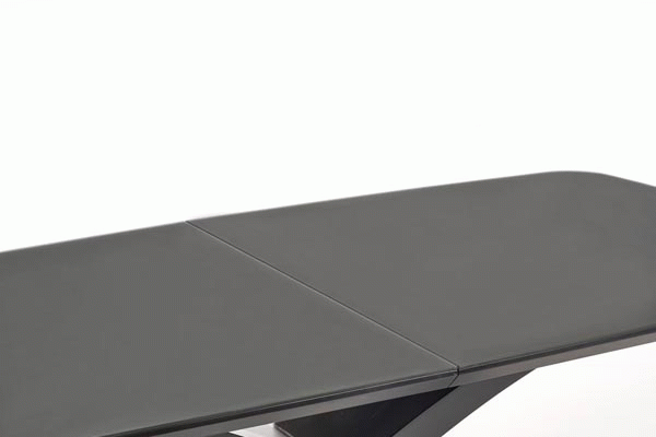 Tavolo allungabile in vetro grigio scuro con gambe in acciaio nero Silvestro 180 x 89 cm - allungabile fino a 220 cm
