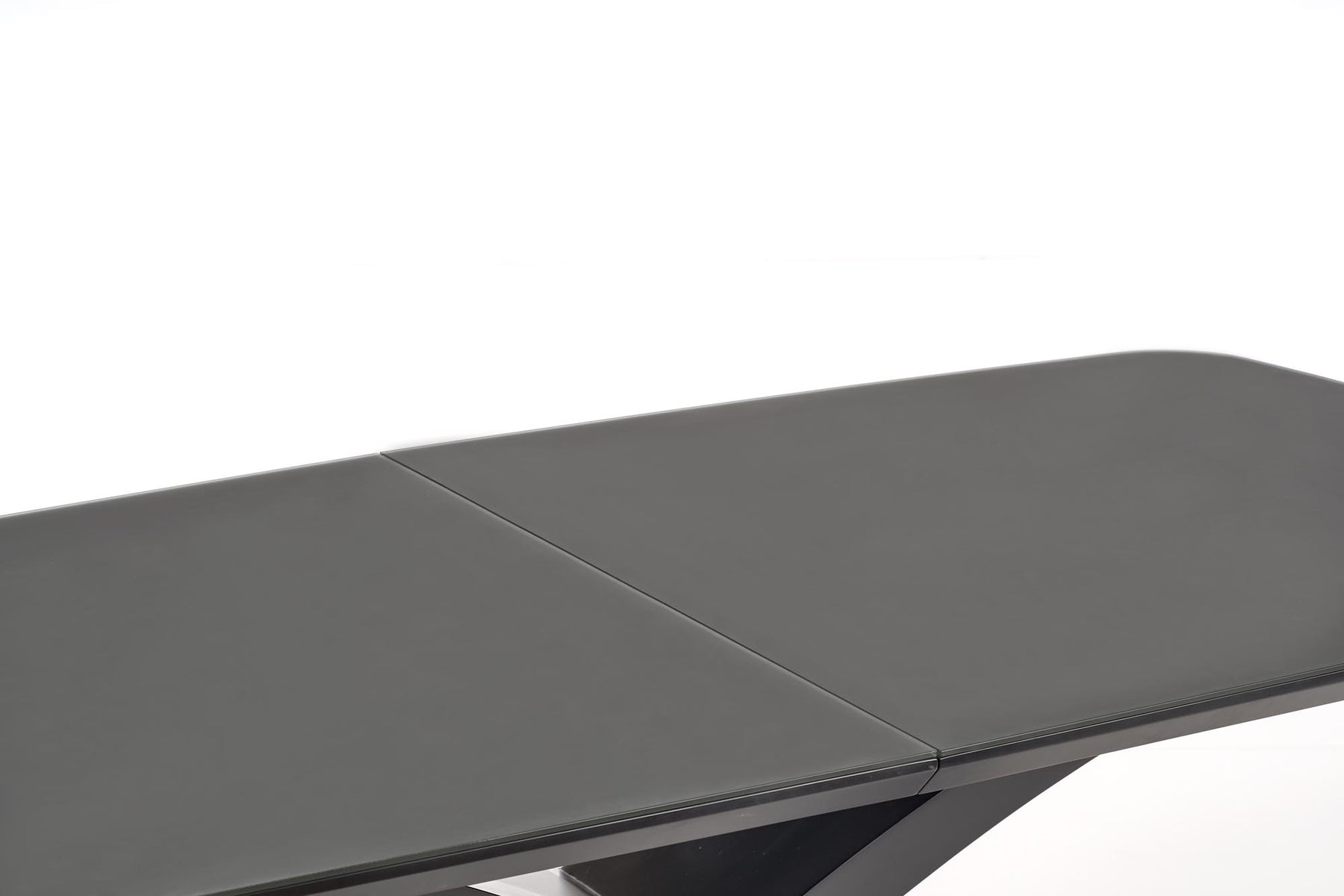 Tavolo allungabile in vetro grigio scuro con gambe in acciaio nero Silvestro 180 x 89 cm - allungabile fino a 220 cm