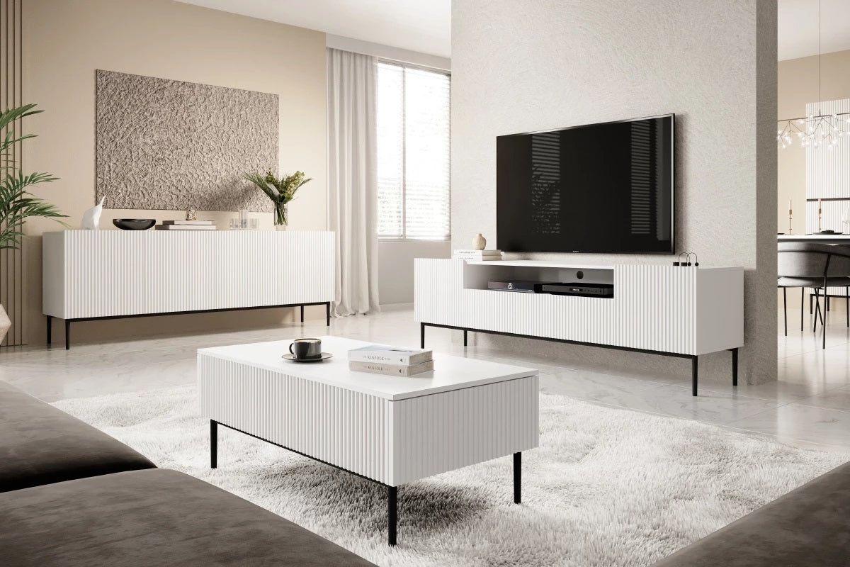 Tavolino Nicole 2 cassetti 120x60 cm piede in metallo nero