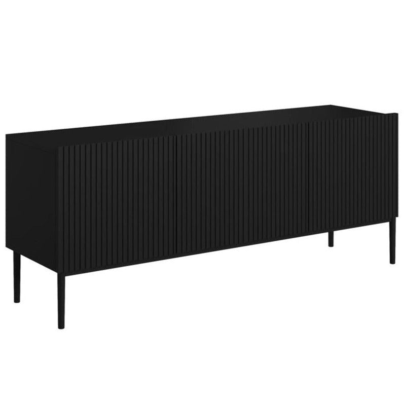 Mobile TV 2 ante a ribalta 1 cassetto con piede in metallo nero Nicole 150x45 cm