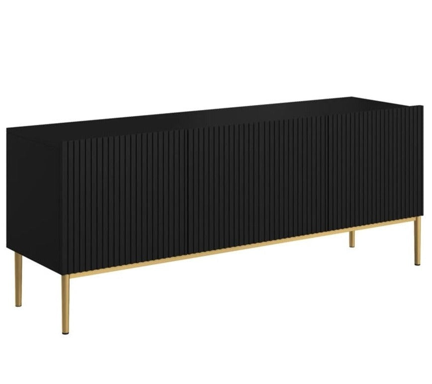 Mobile TV 2 ante a ribalta 1 cassetto con piede in metallo oro Nicole 150x45 cm