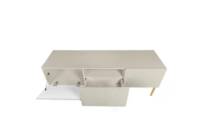 Mobile TV cachemire 2 ante a ribalta 1 cassetto con piede in metallo oro Nicole 150 x 45 cm