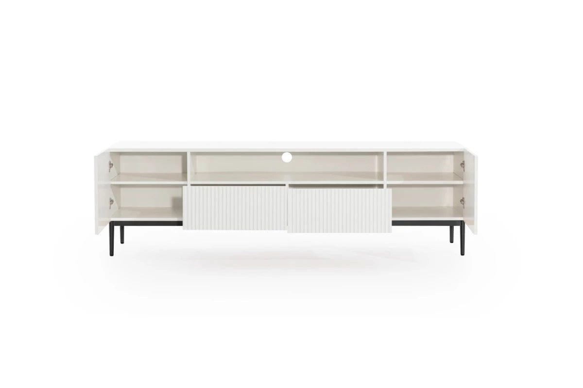 Mobile TV 2 ante e 2 cassetti con piede in metallo nero Nicole 200 x 45 cm